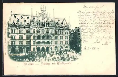 AK München-Au, Rathaus mit Wachtparade