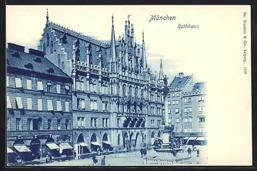 AK München-Au, Rathhaus und Strassenpartie