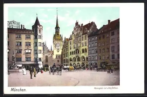 AK München-Au, Marienplatz mit altem Rathaus