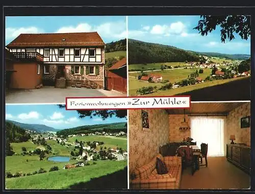 AK Mossautal-Hiltersklingen, Pension Zur Mühle der Familie Hess, mit Innenansicht, Fürther Strasse 10