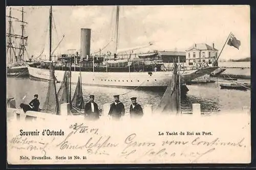 AK Ostende, eine Yacht im Hafen