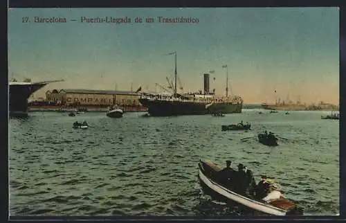 AK Barcelona, Puertu-Liegada de un Transatlántico