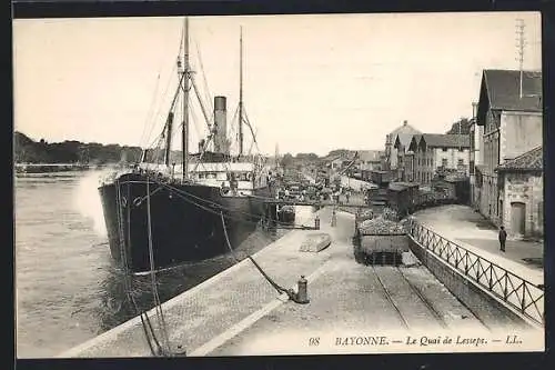 AK Bayonne, Le Quai de Lesseps, Hafen