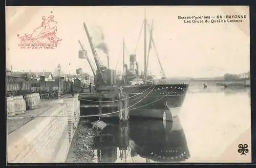 AK Bayonne, Les Grues du Quai de Lesseps, Hafen