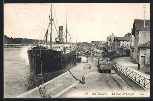 AK Bayonne, Le Quai de Lesseps, Hafen