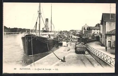 AK Bayonne, Le Quai de Lesseps, Hafen