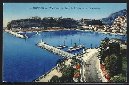 AK Monaco, L`intérieur du Port, le Rocher et la Condamine, Hafen