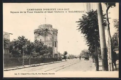 AK Salonique, Square de la Tour blanche et Quai Victoire