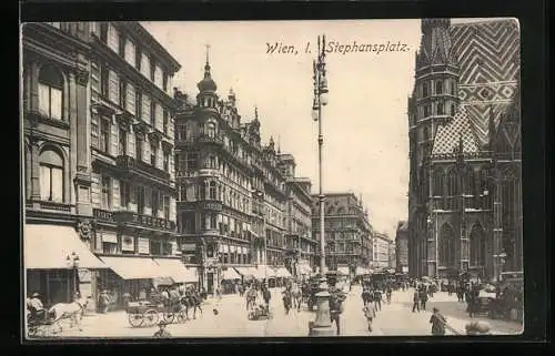 AK Wien, Stephansplatz, Teilansicht des Stephansdoms