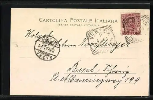 AK Venezia, Ponte di Rialto mit Gondeln