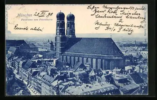 AK München, Panorama vom Petersthurm mit Frauenkirche