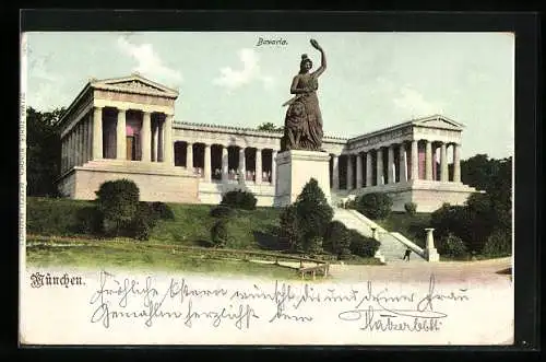 AK München, Blick auf Bavaria und Ruhmeshalle