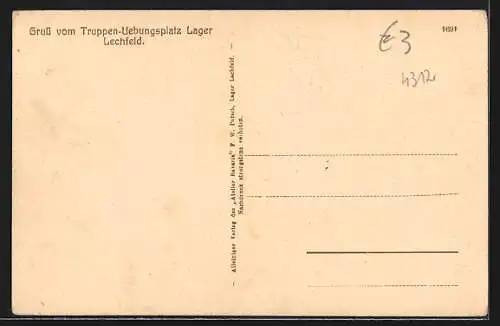 AK Lechfeld, Lager-Partie mit Wasserturm