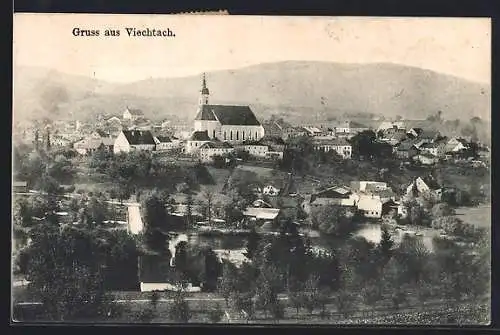 AK Viechtach, Ortsansicht aus der Vogelschau