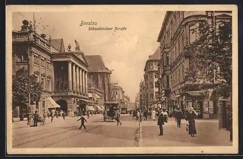 AK Breslau, Partie in der Schweidnitzer Strasse