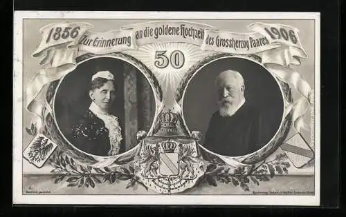 AK goldene Hochzeit des Grossherzogpaares von Baden 1906, Grossherzog Friedrich I.