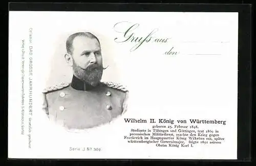 AK Wilhelm II. König von Württemberg