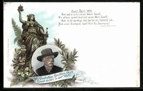 AK Wir Deutschen fürchten Gott, Sonst nichts in der Welt!, Otto von Bismarck, Zum . April