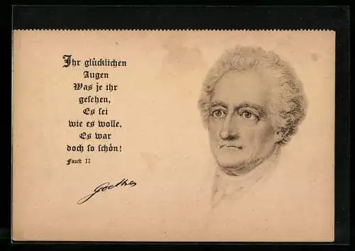 AK Ihr glücklichen Augen, Was je ihr gesehen..., Goethe