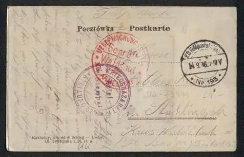 Leporello-AK Lemberg, Union-Hügel, Landtagsgebäude, Stadttheater, Bahnhof, Sobieski`s Denkmal
