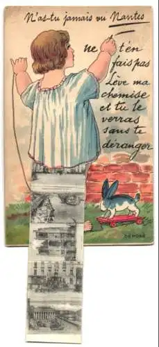 Leporello-AK Nantes, Ansichten im Gewand, Le Port, Jardin de plantes, Chateau de la Duchesse-Anne