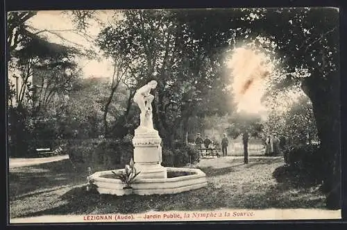 AK Lézignan, Jardin public, la Nymphe à la Source