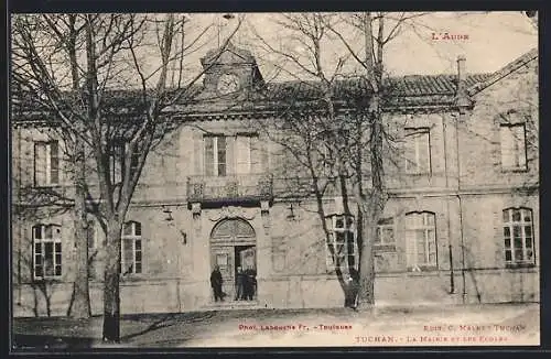 AK Tuchan /Aude, La Mairie et les Ecoles