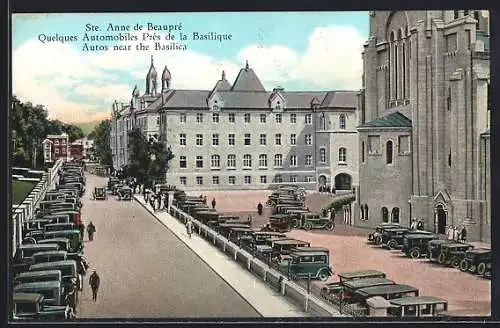 AK Ste. Anne de Beaupré, Quelques Automobiles près de la Basilique