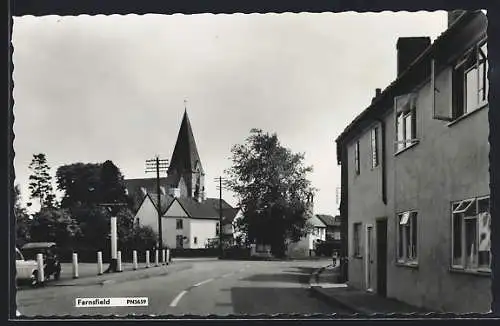 AK Farnsfield, Street view with church in the background