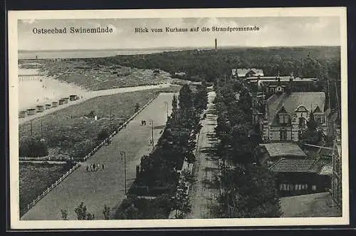 AK Swinemünde, Blick vom Kurhaus auf die Strandpromenade