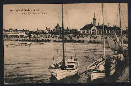 AK Swinemünde, Neues Kurhaus und Strand