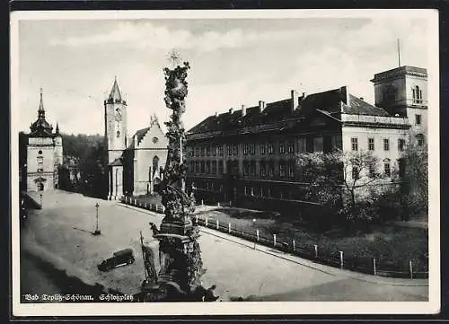 AK Bad Teplitz-Schönau, Denkmal am Schlossplatz