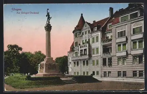 AK Glogau, Abendstimmung am Krieger-Denkmal