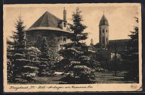 AK Freystadt /N.-Schl., Anlagen am Crossener Tor