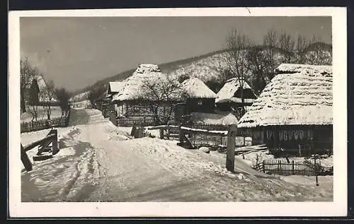 AK Volovec, Schneebedeckte Wohnhäuser