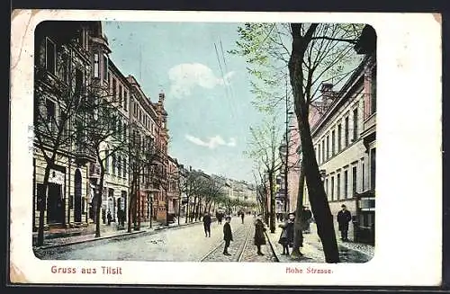 AK Tilsit, Blick in die Hohe Strasse