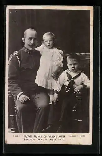 AK Crown Prince of Greece with Princess Irene and Prince Paul