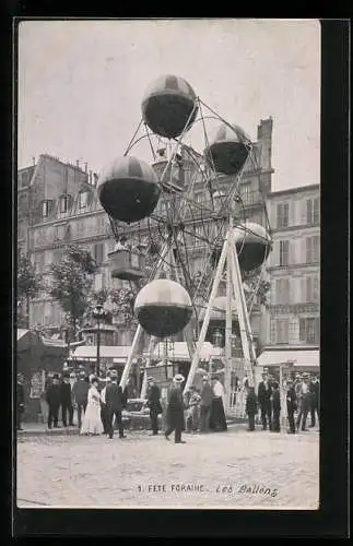 AK Fete Foraine, Les Ballons, Reklame für Crème Franco-Russe