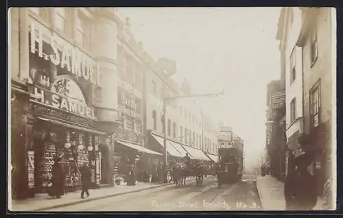 AK Ipswich, Tavern Street, Strassenbahn