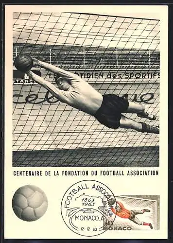 Maximum-AK Centaire de la Fondation du Football Association 1963, Torwart bei einer Parade, Fussball