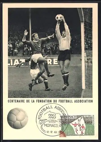 Maximum-AK Centaire de la Fondation du Football Association 1963, Torwart hält einen Ball, Fussball