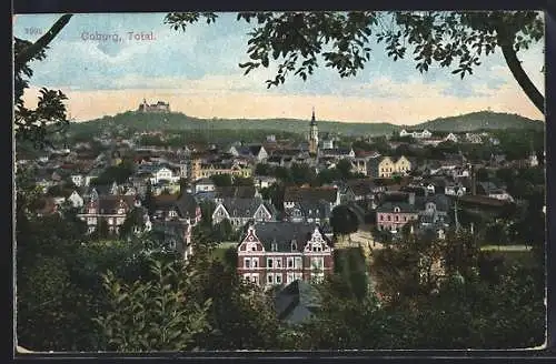 AK Coburg, Generalansicht mit Villenviertel und Veste