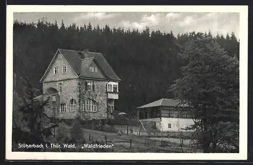 AK Stützerbach i. Thür. Wald, Blick aufs Gasthaus Waldfrieden