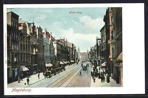 AK Magdeburg, Blick in die Breite Weg-Strasse