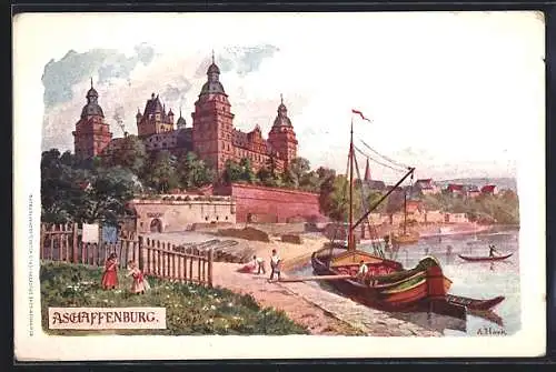 Künstler-AK Aschaffenburg, Schloss Aschaffenburg
