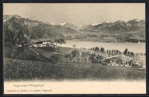 AK Tegernsee-Pfliegelhof, Ortsansicht gegen die Berge