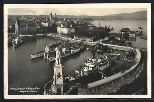 AK Lindau /Bodensee, Hafenmole und Segelclubhaus