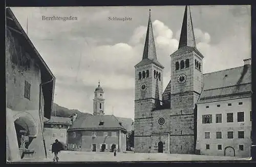 AK Berchtesgaden, Schlossplatz mit Kirche