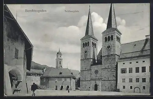 AK Berchtesgaden, Schlossplatz mit Kirche