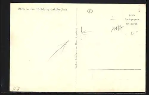 AK Augsburg, Strassenansicht mit Blick zum Jakobsplatz